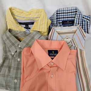 Bundle Lot Of 5 Men's Size Large Dress Casual Button Down Shirts